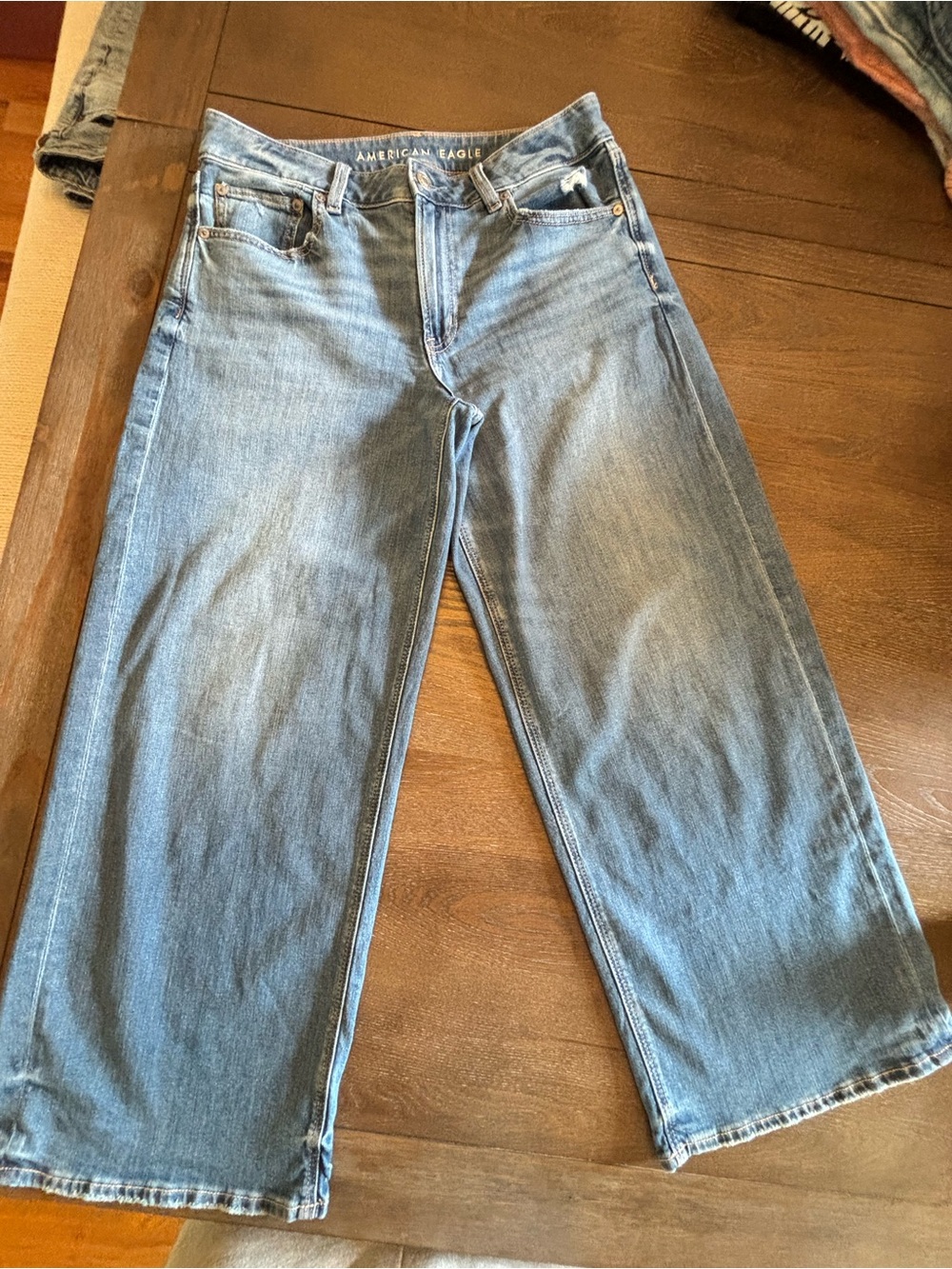 American Eagle Outfitters Light Blue Flared Wide-Leg Jeans